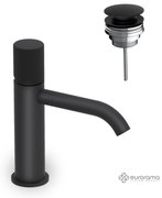Eurorama Eletta Tecno Black Matt Χαμηλή Μπαταρία Νιπτήρα με Βαλβίδα Νιπτήρα clic-clac