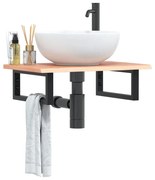 Ράφι Νιπτήρα Τοίχου από Ατσάλι / Μασίφ Ξύλο Δρυός