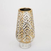 Βάζο Κεραμικό 752-20062 12.5x12.5x31cm White-Gold Estheti Home Ceramic