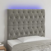 Κεφαλάρι Κρεβατιού LED Ανοιχτό Γκρι 100x7x118/128 εκ. Βελούδινο - Γκρι