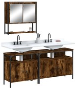 vidaXL Σετ Επίπλων Μπάνιου 3 Τεμαχίων Καπνιστή Δρυς Επεξεργασμένο Ξύλο