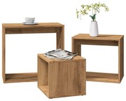 Τραπεζάκια Ζιγκόν 3 τεμ. Αρτισιανή Δρυς από Επεξεργασμένο Ξύλο