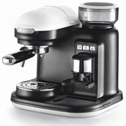 Καφετιέρα Ariete ESPRESSO MODERNA 1318/01, 1080W, 15 bar, 0.8 l, Ενσωματωμένος μύλος καφέ, Ατμομάγειρας, Λευκό