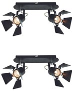 Φωτιστικό Οροφής - Πλαφονιέρα GU12015A-2B (x2) Mystik Packet Metal black ceiling lamp with rotating heads+ - 51W - 100W - 77-8865