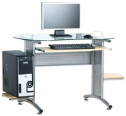 ΓΡΑΦΕΙΟ 132x59cm Η/Υ Μεταλλικό Silver/Γυαλί