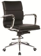 BF4801 Πολυθρόνα Γραφείου Μέταλλο Χρώμιο, PU Μαύρο