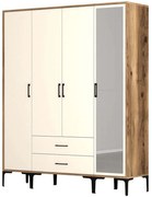Ντουλάπα Τετράφυλλη Kumsal 845HCT5496 160x47,5x201,4cm Walnut-Cream Τετράφυλλη