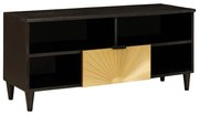 vidaXL Ντουλάπι TV Μαύρο και Χρυσό 100 x 33 x 46 εκ Μασίφ ξύλο μάνγκο
