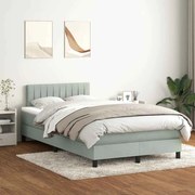 vidaXL Κρεβάτι Boxspring με Στρώμα Ανοιχτό Γκρι 120x210 εκ. Βελούδινο