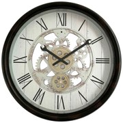 Ρολόι τοίχου Rabby Inart σε μαύρη αντικέ απόχρωση Φ45.3x6.5εκ