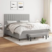 Κρεβάτι Boxspring με Στρώμα Ανοιχτό Γκρι 180x200 εκ. Υφασμάτινο