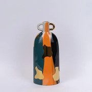Βάζο Κεραμικό Terracotta-Χρυσό-Σκούρο Πράσινο 15,5x9,5x36,5εκ. ESTHETI 752-20424