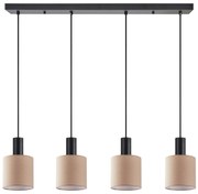 SE21-BL-4-4BL-SH3 ADEPT TUBE Black Pendant Brown Fabric Shade+