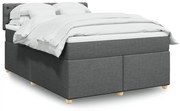 vidaXL Κρεβάτι Boxspring με Στρώμα Σκούρο Γκρι 140x200 εκ Υφασμάτινο