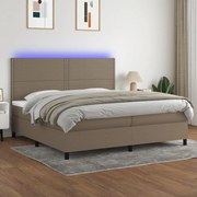 vidaXL Κρεβάτι Boxspring με Στρώμα &amp; LED Taupe 200x200 εκ. Υφασμάτινο