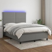 ΚΡΕΒΑΤΙ BOXSPRING ΜΕ ΣΤΡΩΜΑ &amp; LED ΣΚ.ΓΚΡΙ 140X200 ΕΚ ΥΦΑΣΜΑΤΙΝΟ 3134798