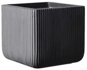 Κασπώ Πήλινο Τετράγωνο Stripe L C-9940-8 37x37x33cm Grey Supergreens Πηλός