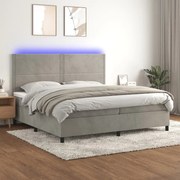 ΚΡΕΒΑΤΙ BOXSPRING ΜΕ ΣΤΡΩΜΑ &amp; LED ΑΝ.ΓΚΡΙ 200X200 ΕΚ. ΒΕΛΟΥΔΙΝΟ 3136083