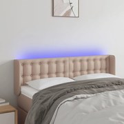 vidaXL Κεφαλάρι Κρεβατιού LED Καπουτσίνο 147x16x78/88εκ. Συνθετ. Δέρμα