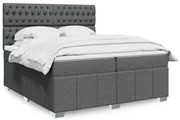 ΚΡΕΒΑΤΙ BOXSPRING ΜΕ ΣΤΡΩΜΑ ΣΚΟΥΡΟ ΓΚΡΙ 200X200 ΕΚ. ΥΦΑΣΜΑΤΙΝΟ 3291783