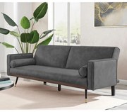WOODWELL Ε9443,1CLICK Καναπές - Κρεβάτι Σαλονιού - Καθιστικού, Ύφασμα Suede Γκρι 192x84x76cm Bed:192x98x37cm Ε9443,1