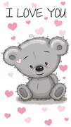 Πετσέτα Θαλάσσης Βελουτέ Παιδική Teddy Bear 19 Disney Digital Print Grey-Pink DimCol Θαλάσσης 100% Cotton