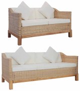 vidaXL Σετ Σαλονιού 2 Τεμαχίων από Γνήσιο Ρατάν με Μαξιλάρια