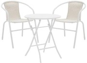 Σετ κήπου Τραπεζαρία Albero - Obbi σετ 3 τεμ. πτυσσόμενο μέταλλο λευκό Φ60x70 εκ. 60x60x70 εκ.