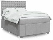 Κρεβάτι Boxspring με Στρώμα Ανοιχτό Γκρι 140x190 εκ. Υφασμάτινο - Γκρι