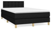 Κρεβάτι Boxspring με Στρώμα Μαύρο 120x190 εκ. Υφασμάτινο - Μαύρο