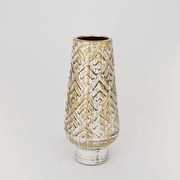 ΒΑΖΟ ΚΕΡΑΜΙΚΟ ΛΕΥΚΟ - ΧΡΥΣΟ 13x13x33cm|752-20061