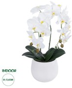 GloboStar® Artificial Garden WHITE ORCHID 21117 Διακοσμητικό Φυτό Λευκή Ορχιδέα Υ45cm