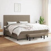 Κρεβάτι Boxspring με Στρώμα Taupe 200x200 εκ. Υφασμάτινο - Μπεζ-Γκρι