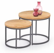 OREO set of two c. tables - golden oak / black DIOMMI V-CH-OREO-LAW-DĄB_ZŁOTY