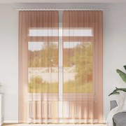 Κουρτίνες Voile με βρόχους 2 τεμάχια Τερακότα 140x260 cm - Καφέ