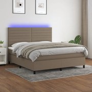 ΚΡΕΒΑΤΙ BOXSPRING ΜΕ ΣΤΡΩΜΑ &amp; LED TAUPE 180X200 ΕΚ. ΥΦΑΣΜΑΤΙΝΟ 3134977