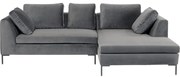 Καναπές Γωνία Gianni Small Βελούδο Γκρι Δεξίς 270x167x88εκ - Γκρι