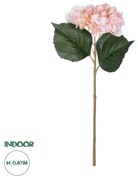 GloboStar® Artificial Garden SALMON HYDRANGEA BRANCH 21175 Τεχνητό Διακοσμητικό  Κλαδί Ορτανσίας Σαμπανιζέ  Y47cm