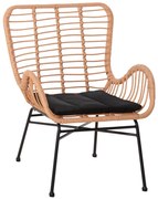 Καρέκλα - Πολυθρόνα ALLEGRA C5704.11 Μαύρη Μεταλλική με Μπέζ P.E. Rattan Στυλ Μπερζέρας 66x59x90Υεκ. 66x59x90 εκ.