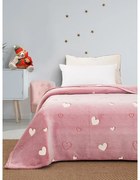 Κουβέρτα φωσφοριζέ μονή Hearts Pink Μονή (160x220)