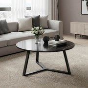 Τραπέζι σαλονιού Berton pakoworld σε όψη μαρμάρου με μαύρο μέταλλο Φ80x40εκ