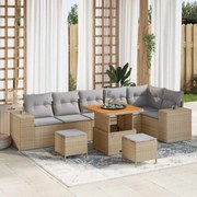 vidaXL Σετ Καναπέ Κήπου 9 pcs Μπεζ συνθετικό ρατάν