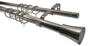 Κουρτινόξυλο Διπλό Επεκτεινόμενο 160-300cm Με Άκρα Grace Chrome 998701
