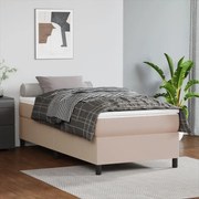 vidaXL Κρεβάτι Boxspring με Στρώμα Καπουτσίνο 90x190εκ.από Συνθ. Δέρμα