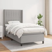 vidaXL Κρεβάτι Boxspring με Στρώμα Ανοιχτό Γκρι 90x200 εκ. Υφασμάτινο