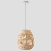 Φωτιστικό Κρεμαστό Ø30xH175cm 1xE27 Rattan Ψάθα Φυσικό Eurolamp 144-33001