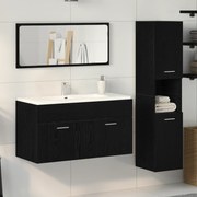 vidaXL Σετ Επίπλων Μπάνιου  3 τεμάχια Μαύρη Δρυς Μηχανικό ξύλο, γυαλί