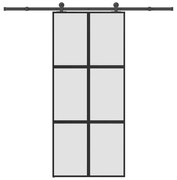 vidaXL Συρόμενη πόρτα με σετ υλικού 90x205 cm από γυαλί&Αλουμίνιο