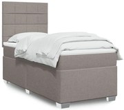 Κρεβάτι Boxspring με Στρώμα Taupe 90x190 εκ.Υφασμάτινο - Μπεζ-Γκρι