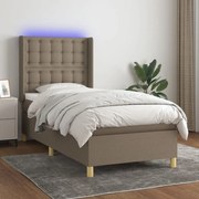 ΚΡΕΒΑΤΙ BOXSPRING ΜΕ ΣΤΡΩΜΑ &amp; LED TAUPE 90X200 ΕΚ. ΥΦΑΣΜΑΤΙΝΟ 3139169